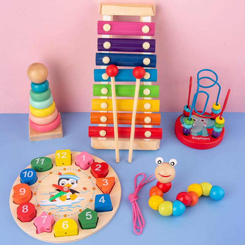Trending Wooden Baby Intellectual Development Toys Early Learning Educational Montessori Toys for 1 to 3-year-old Boys Girls