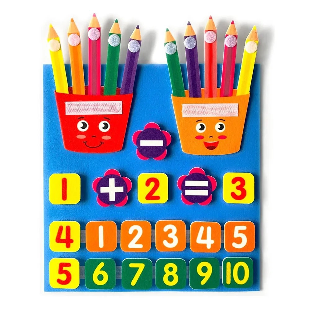 Kids Preschool Montessori Math Counters Learning Numbers Felt Board Counting Toys Handmade Animal Prints Multi-color Gifts