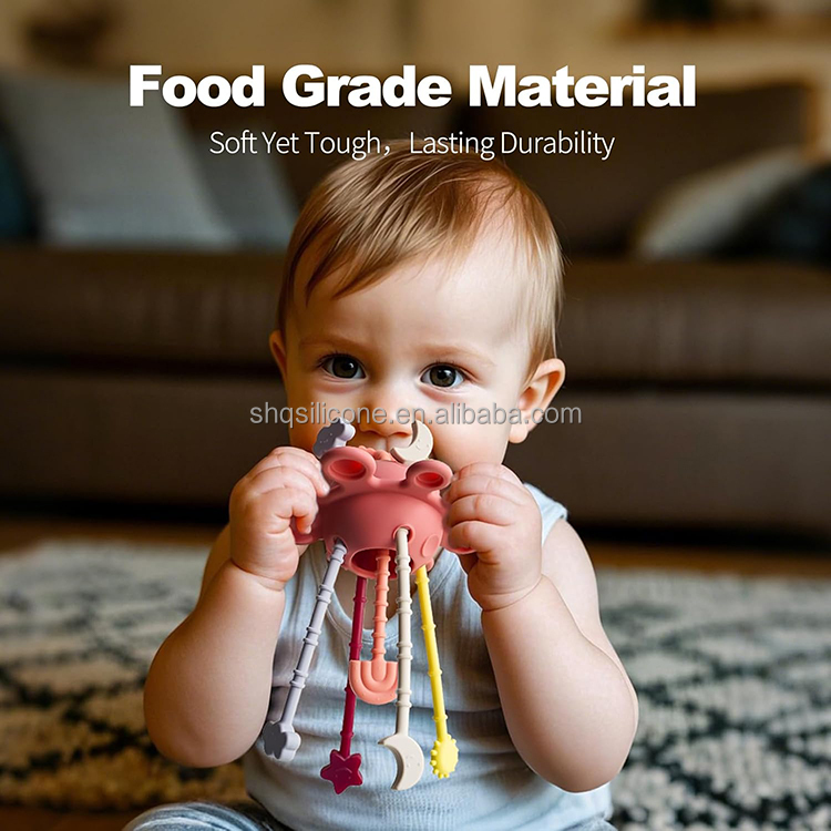 Baby Montessori Sensory Development Pull String Toy Silicone Teething Activity Early Learning Educational Gift for Toddlers