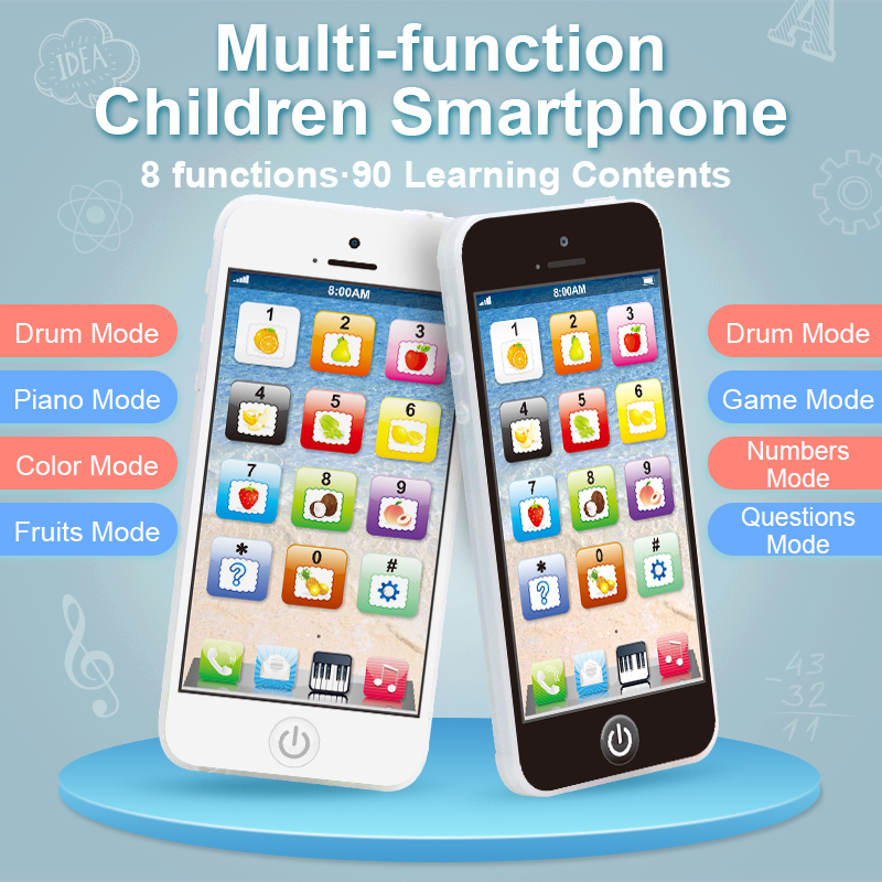 Toy Learning Play Cell Phone with 8 Functions and Dazzling Lights Interactive Toy for Toddler Baby Kids