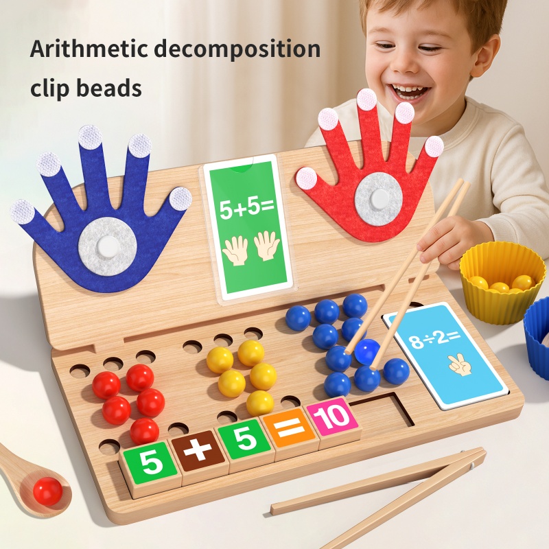 New Montessori Beads Math Kids Mathematics Educational Wooden Arithmetic Decomposition Clip Beads Finger Counting Toys for Kids