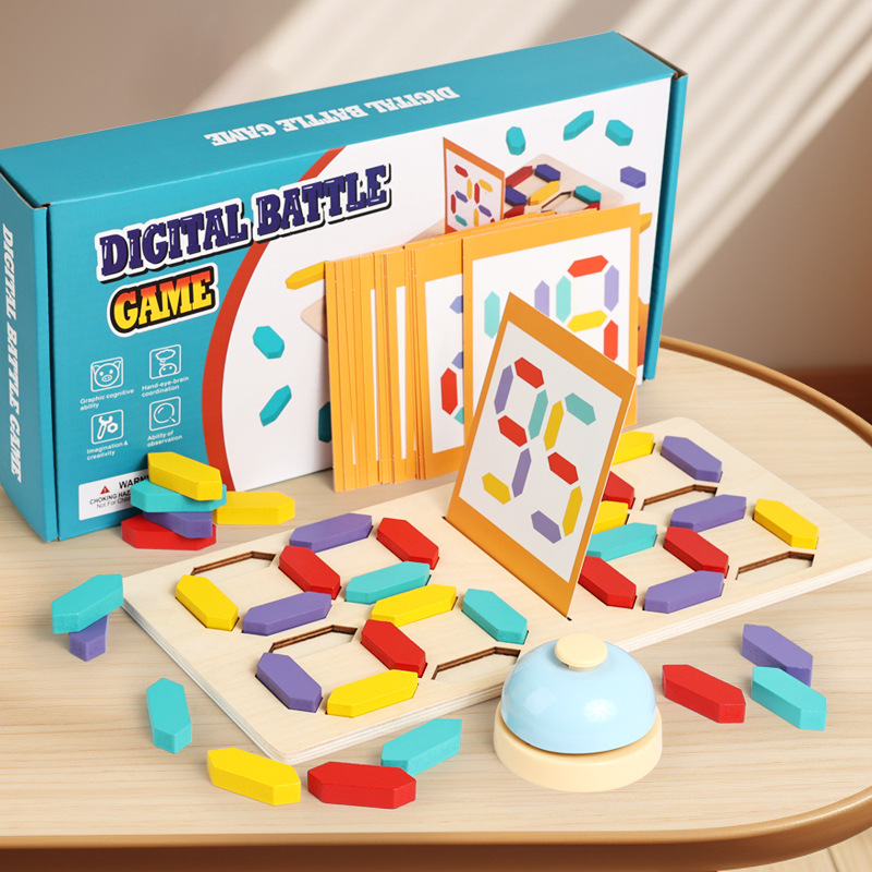 Children's Digital Cognition Puzzle Tabletop Game -Competitive Educational Building Blocks &amp; Interactive Teaching Toy for Kids