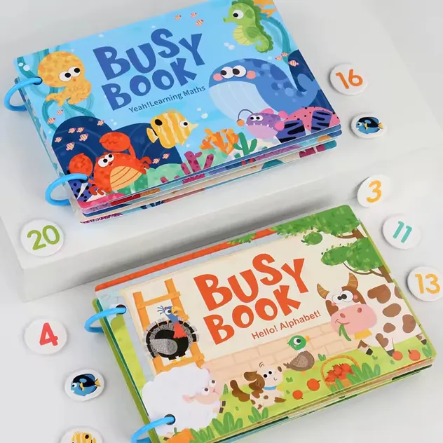 Montessori Sensory Educational Toys for Autism Kids Early Learning Busy Book with Alphabet Animals Made From Paper