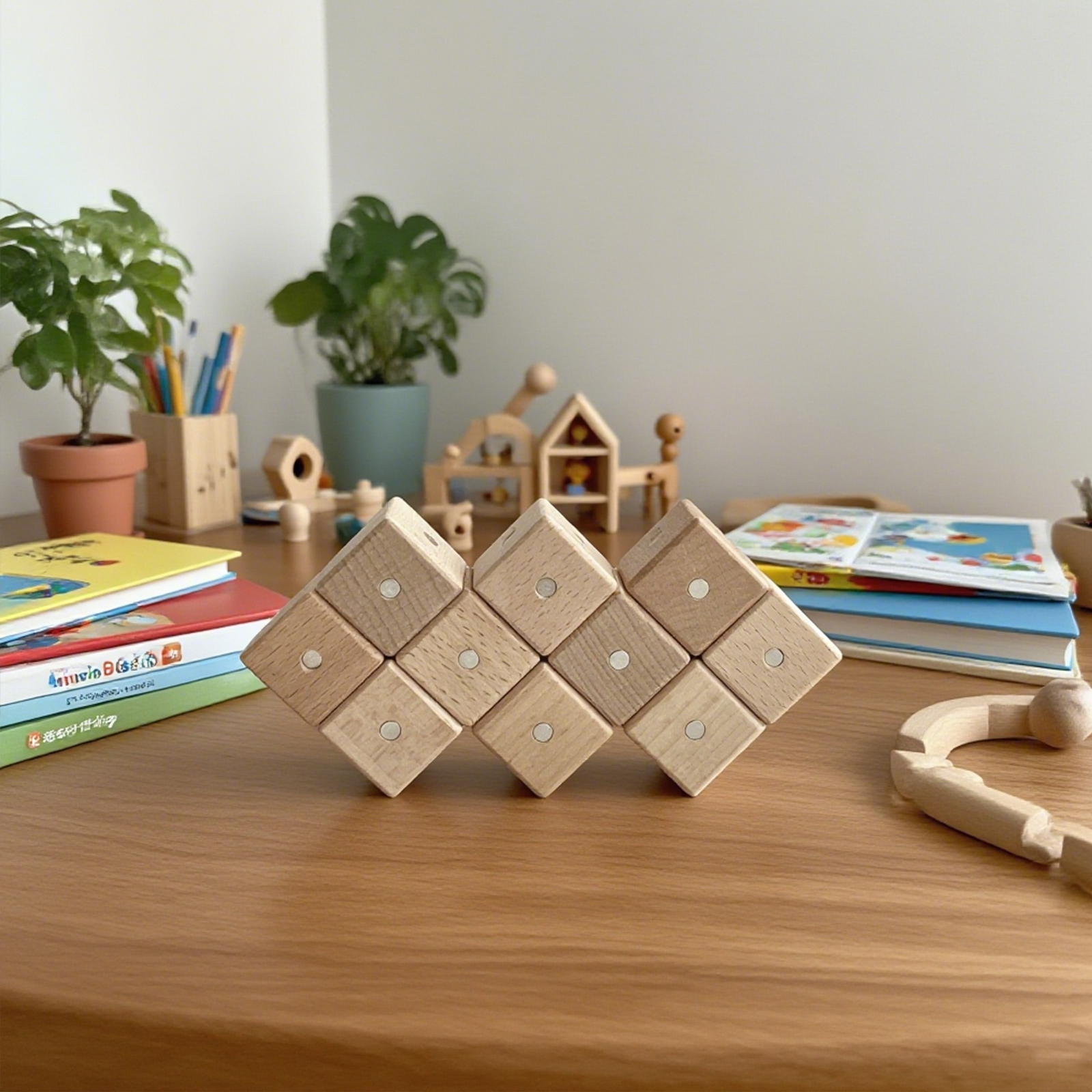 2025 Learning Preschool Toys Wooden Magnetic Building Blocks Magnetic Tile Montessori Blocks Set for Kids
