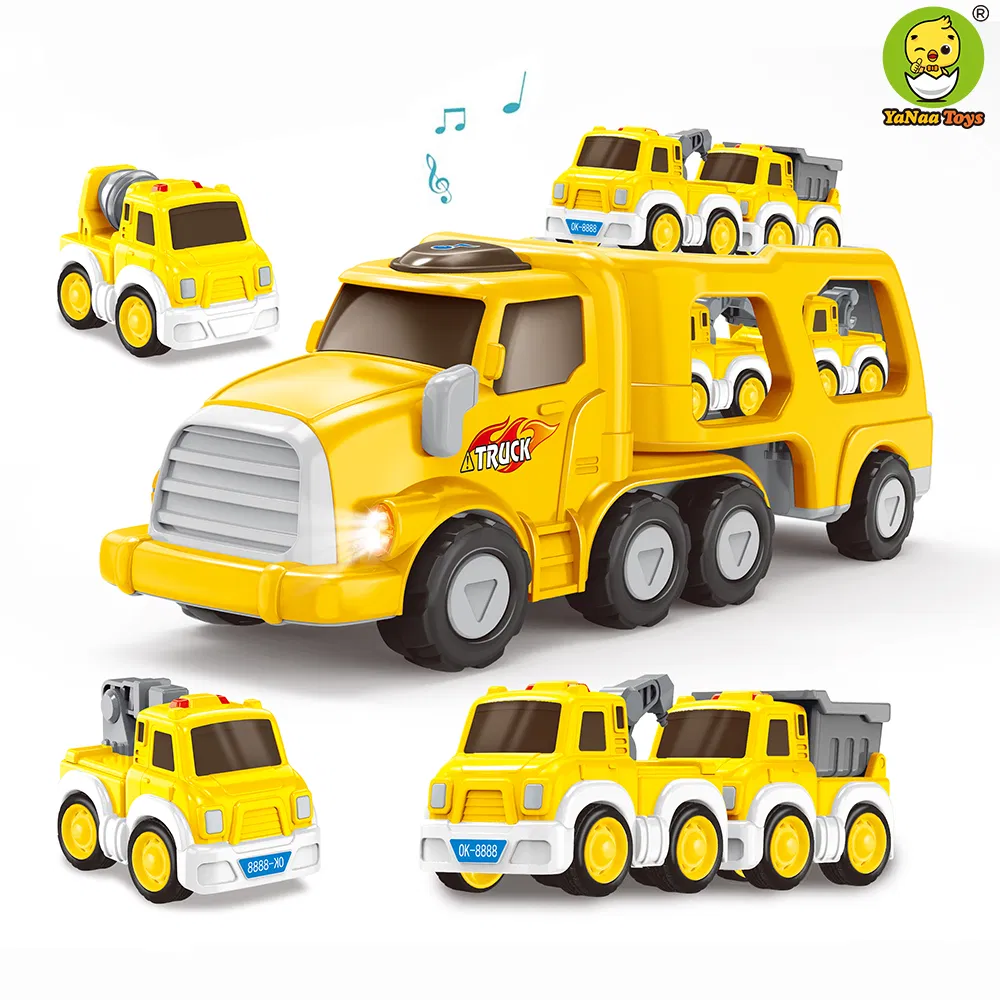 Kids Creative Plastic Toys Electric Construction Truck Carrier Transport Trucks Toys with Sound and Light Detail 1