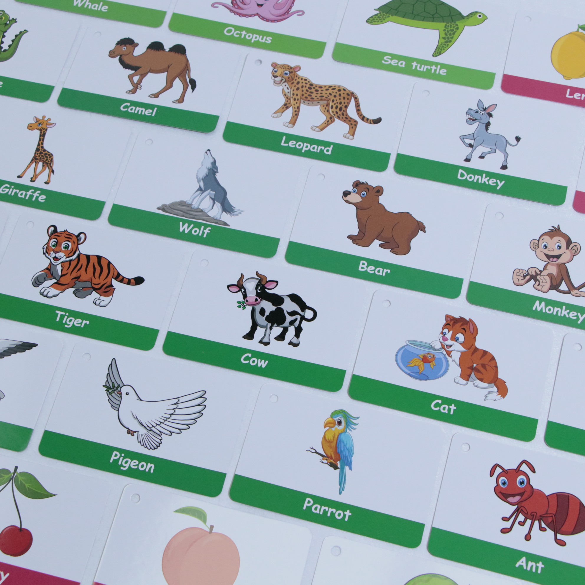 Customize Printed Educational Kids Talking Word Flash Cards Learning Toy Cards Wholesale Green Alphabet Memory Learning Card