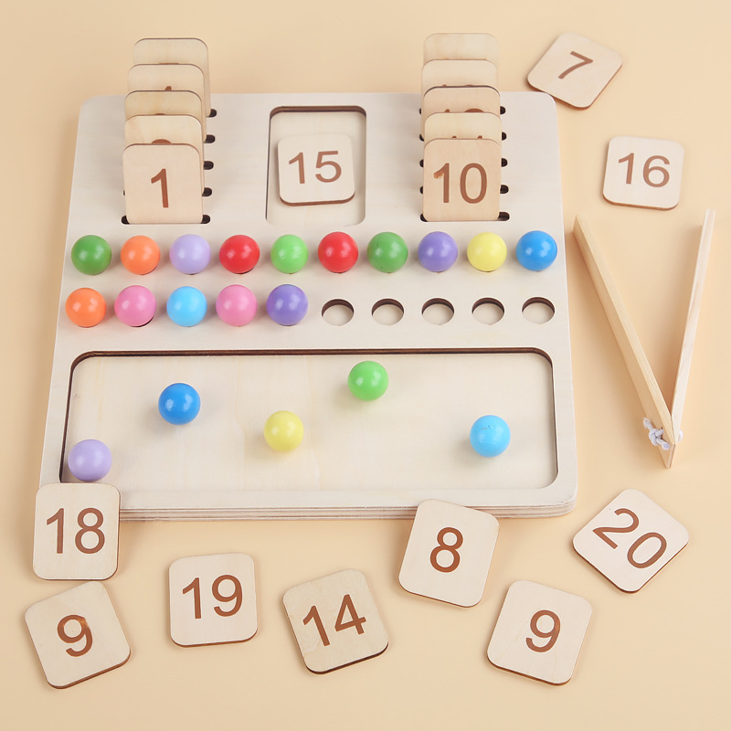 Children Learning Math Toy Education Game Montessori Wooden Counting Board Beads Tray Number Calculation Toy Kids Learning Math