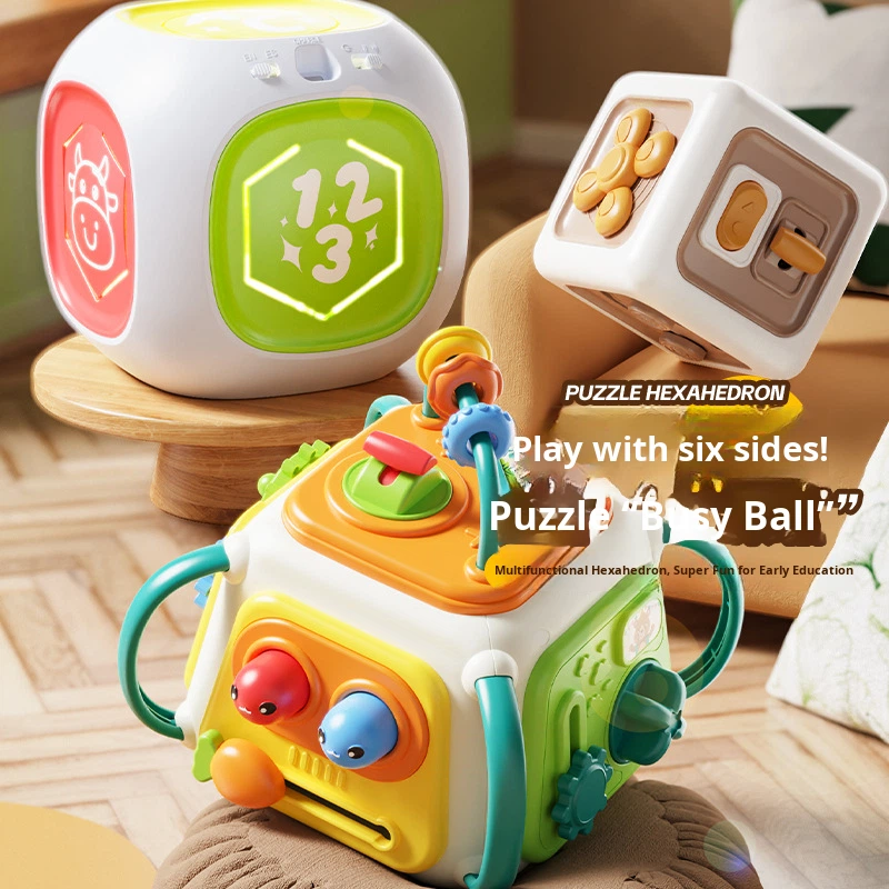 Baby Busy Board Cube Montessori Sensory Toys For Toddler Educational Learning Activities Travel Toy Lock Box Fine Motor Skill