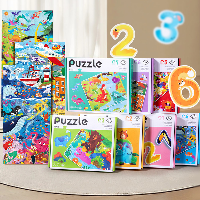 Children Early Education Seven Steps Level up Jigsaw Puzzle Toy Logical Thinking Training Kids Educational Wooden Puzzle Toy