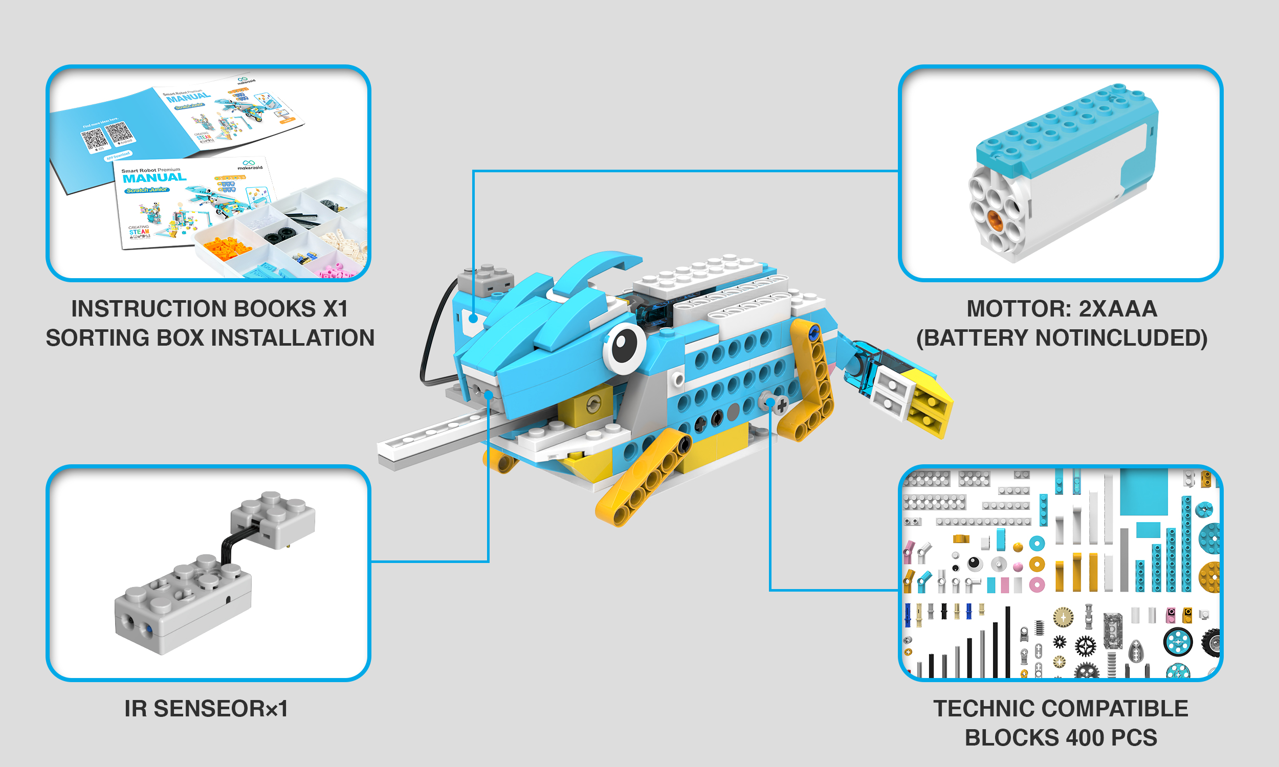 Makerzoid Educational Entry Level DIY STEM Science Set Scratch JR Programming Learning Smart Toys ABS Plastic Robotics Kits