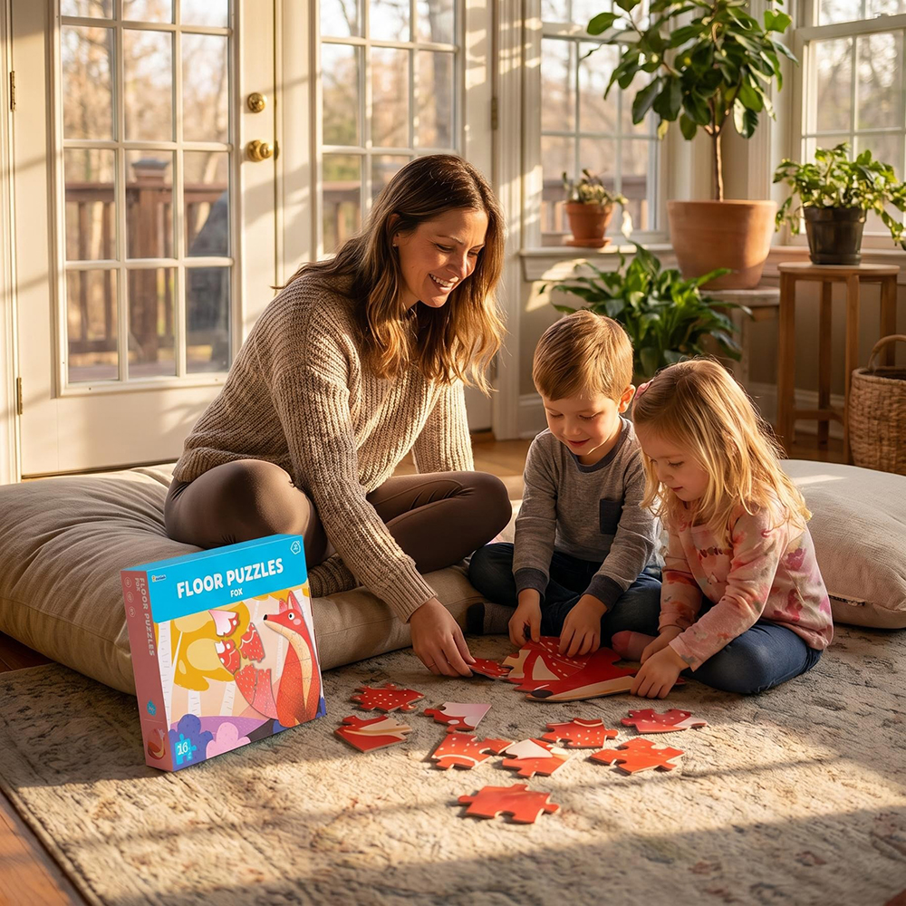 Fox Animal Floor Puzzles Educational Cognitive Learning Paper Jigsaw Puzzles for Early Childhood Development