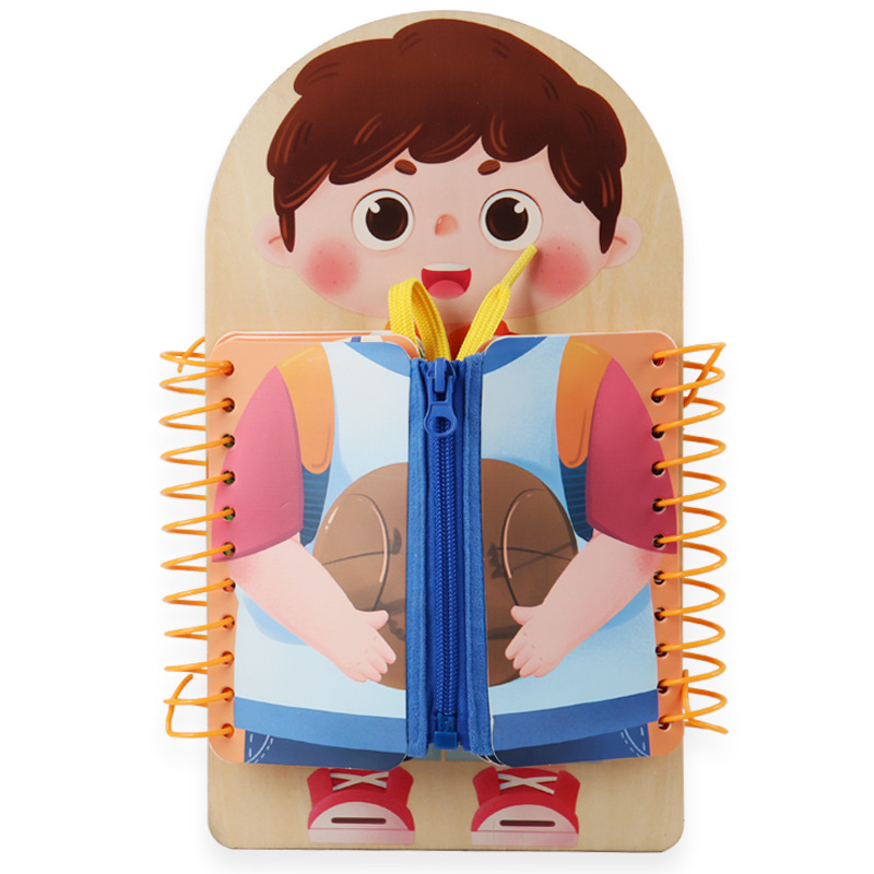 Children's Wood Multi-Layer Busy Blackboard Writing Montessori Early Education Fine Motor Training Life Skills Toys for Ages 4-6