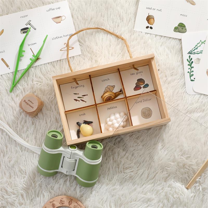 Cross-border Early Education Exploration Cognitive Toys Outdoor Adventure Zhejiang Wooden Magnifying Telescope Animal Plant Set