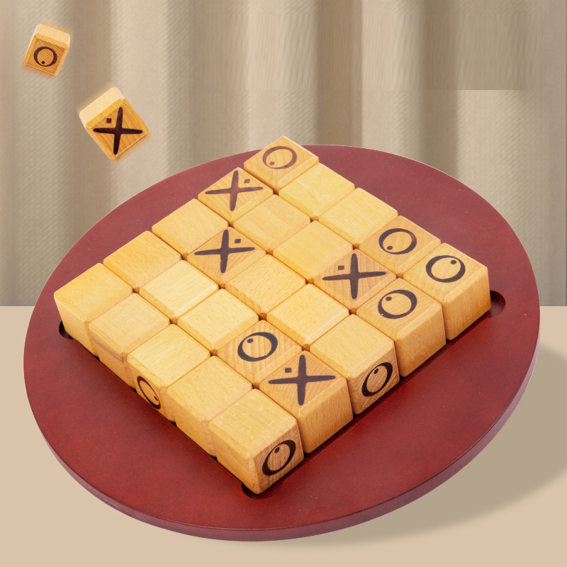 Custom Educational Logic Brain Strategy Puzzle Board Game with Xo Cubes