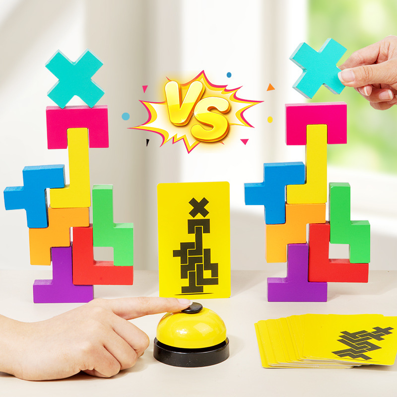 3D Building Blocks Early Education Logic Puzzle Toys Thinking Training Teaching Game Double Person Puzzle Wooden Toys