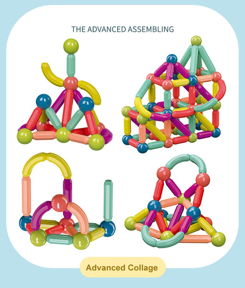 AiJH DIY Creative Educational Stem Magnetic Building Blocks Set Magnet Block Sticks Juguete De Bloques Toys