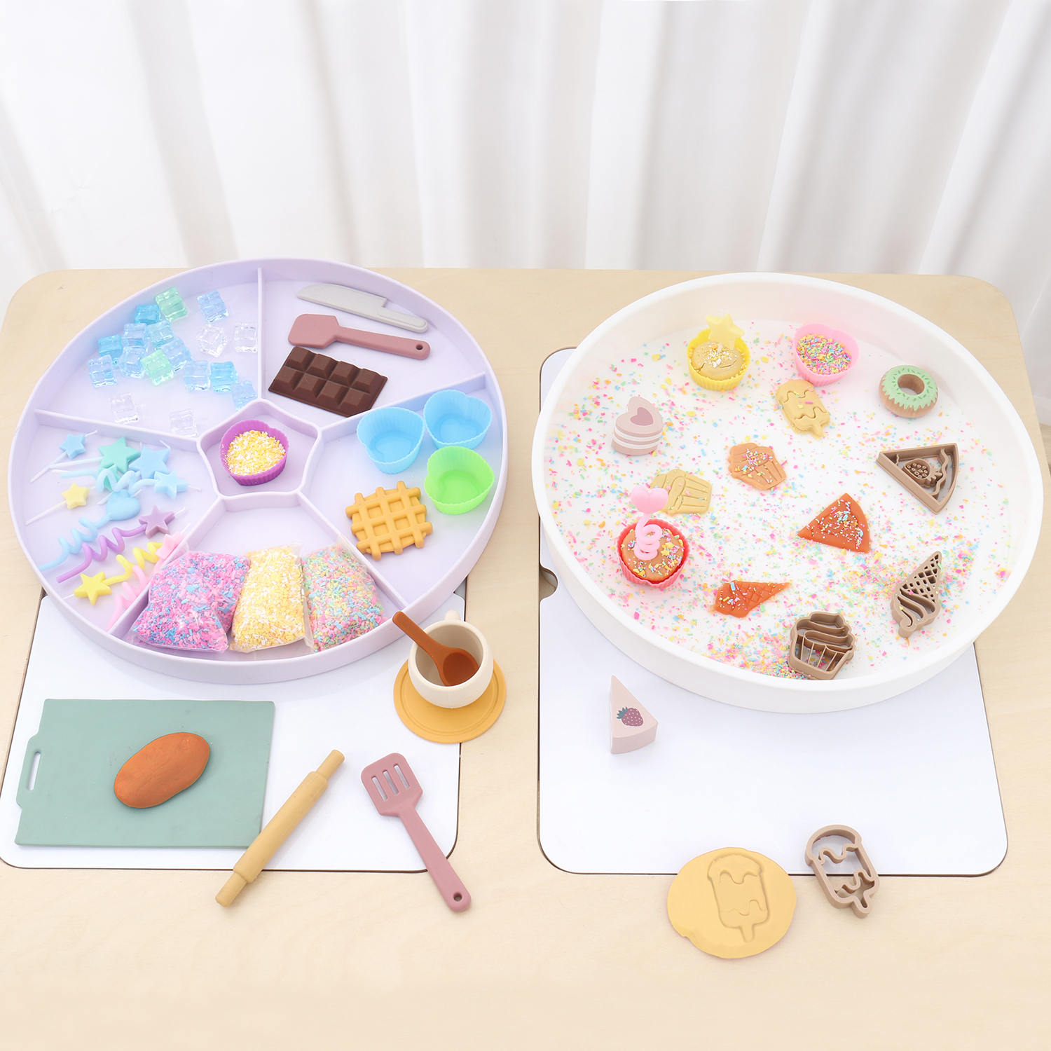Tolulo Montessori Sensory Bin Food Grade Silicone Sensory Toy Tray for Kids