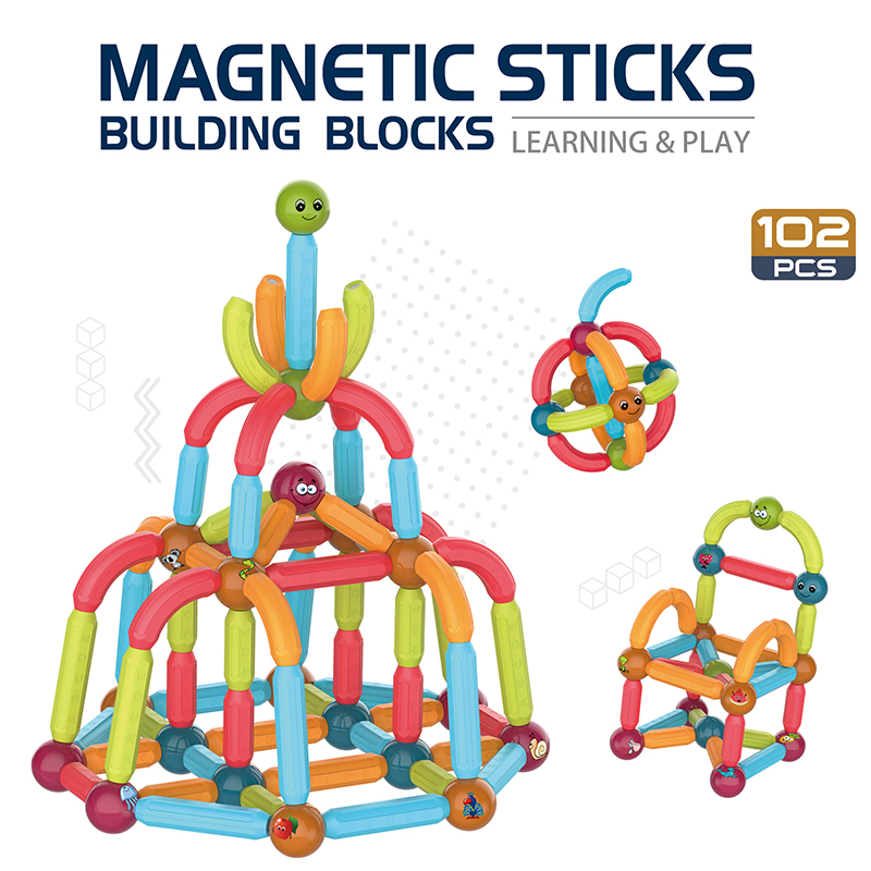 AiJH 102PCS Magnetic Building Block Tiles DIY Magnetic Building Set for Kids Perfect Stem Toys Building Set