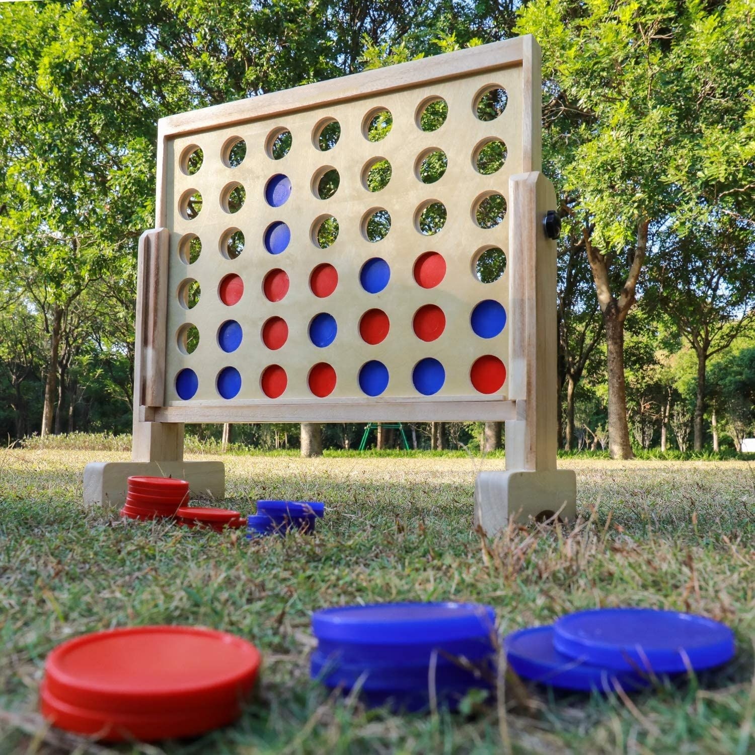 Custom Indoor and Outdoor Wooden Giant Four in a Row Game Toy for Kids and Adults