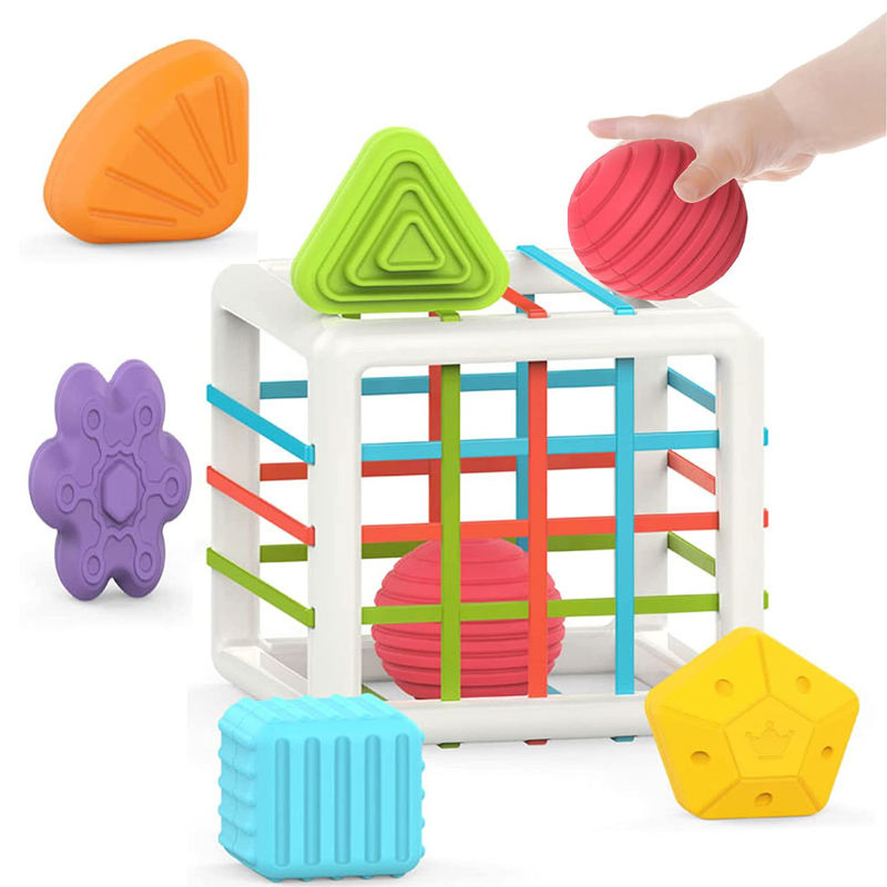Learning Toddlers Square Baby Sorting Colorful Cube Multi Sensory Shape Toys