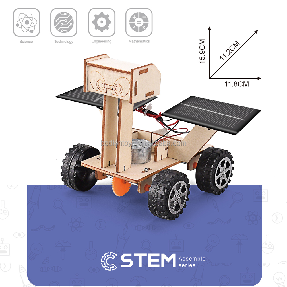 New Item DIY Educational Wooden Student Scientific Physics Toys Solar Rover for Kids-Sets Packaged
