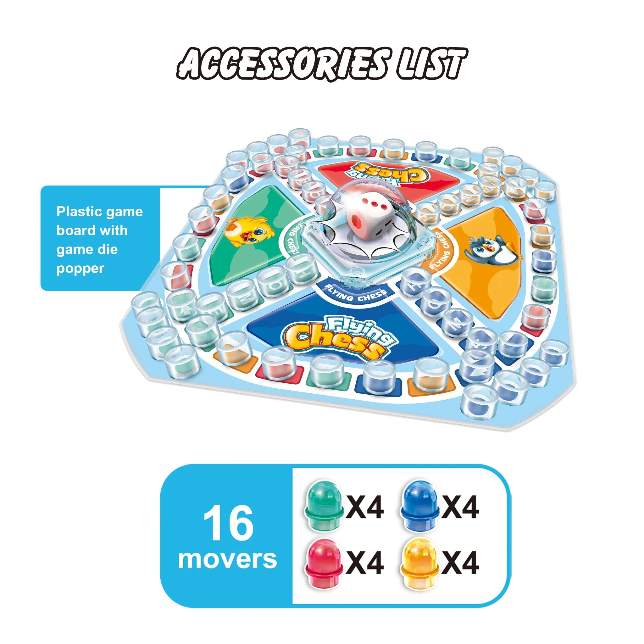 Factory Wholesale Flying Chess Ludo Game Toy with Pop-up Dice Popper Kids Educational Interactive Board Game for Family Party Age 3+