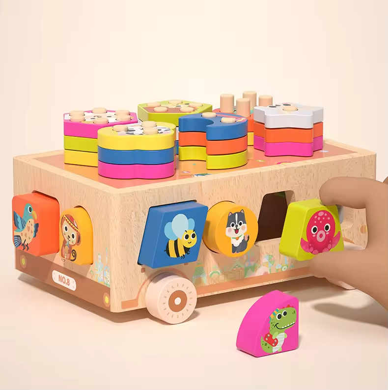 Montessori Wooden Ice Cream Dessert Cart Early Childhood Education Fine Motor Skills Development Shape Sorting Educational Toys