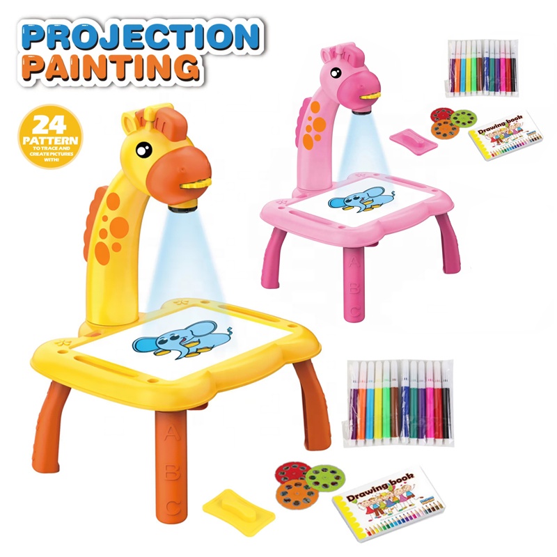Samtoy Multifunctional Cartoon Graffiti Drawing Table Baby Learning Desk Toy LED Projection Drawing Board Toy For Kids