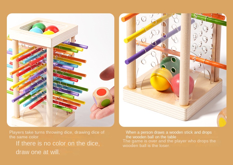 Wooden Stick Game Puzzle Dice Toy