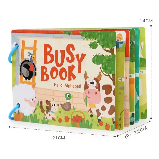 Montessori Sensory Educational Toys for Autism Kids Early Learning Busy Book with Alphabet Animals Made From Paper