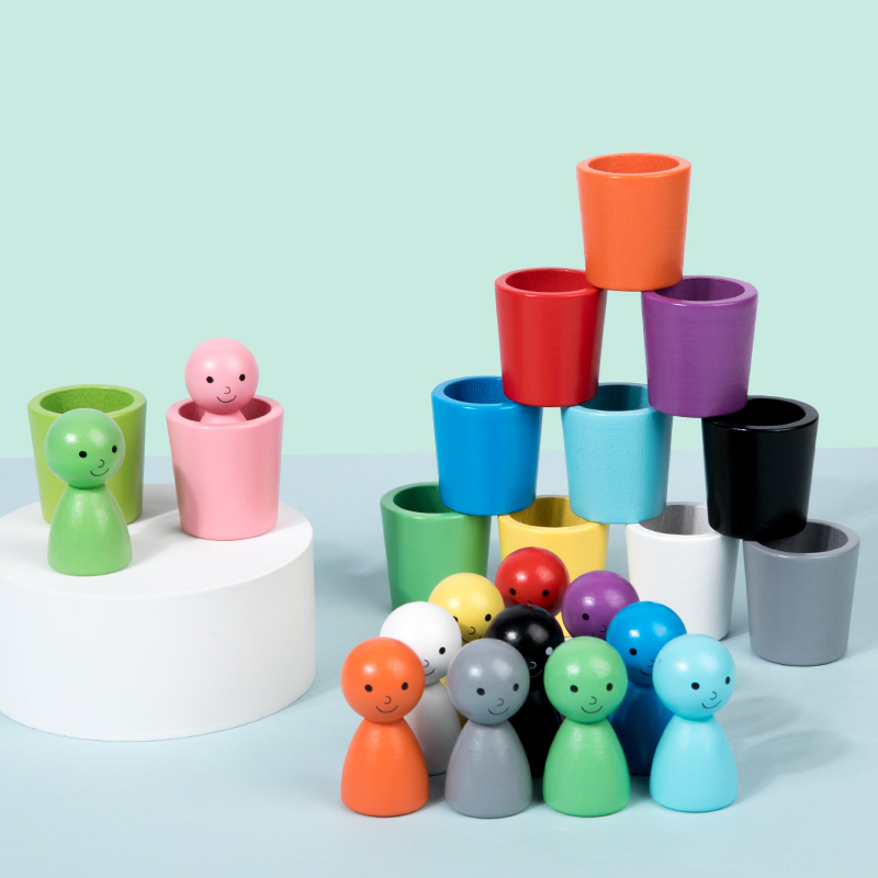 Hot Style Montessori Educational Toys New Fashion Wooden Color Classification Cup Age 3+ Years Old Toddler 5 to 7 Years Learn