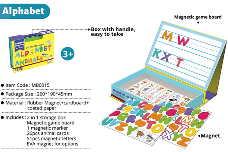 Interactive Magnetic Alphabet Jigsaw Puzzle DIY Educational Toy for Kids 2-4 Years Old with Paper &amp; Cardboard Materials