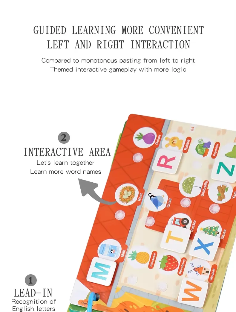 Montessori Sensory Educational Toys for Autism Kids Early Learning Busy Book with Alphabet Animals Made From Paper