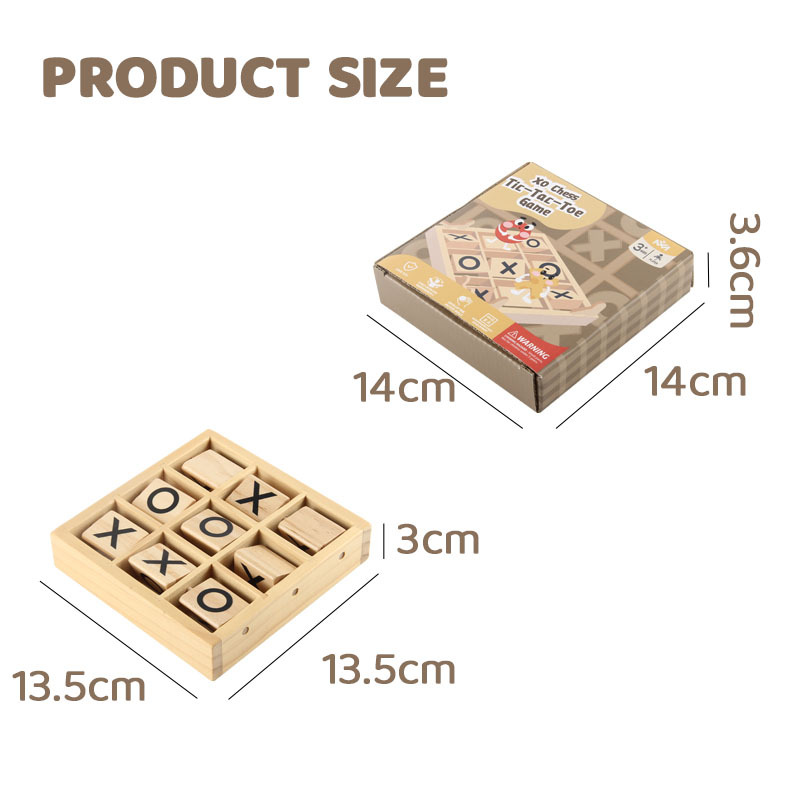Children's Wooden Puzzle Fun Parent-Child Interaction Two-Person Battle Tic-Tac-Toe Logical Thinking Early Learning Desktop Toy
