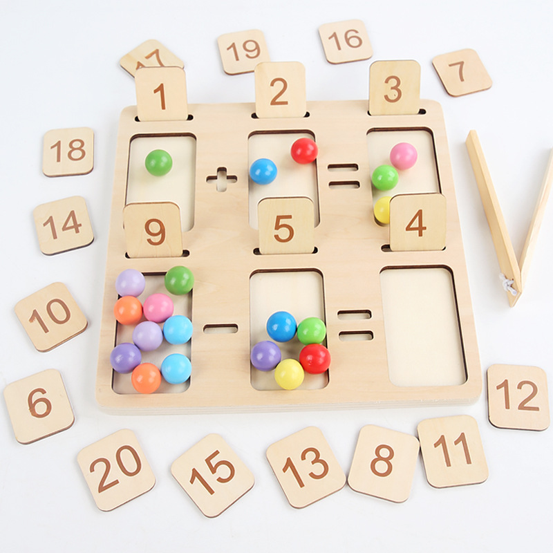 Children Learning Math Toy Education Game Montessori Wooden Counting Board Beads Tray Number Calculation Toy Kids Learning Math