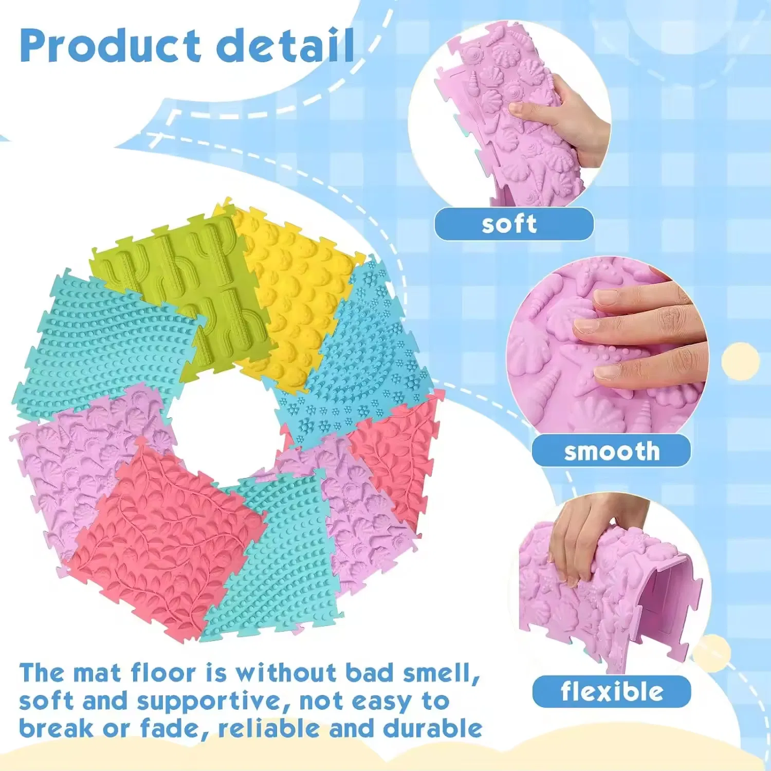 Sensory Toy Baby Crawling Mat Baby Play Mat Anti-Slip Pad Learning Kids Play