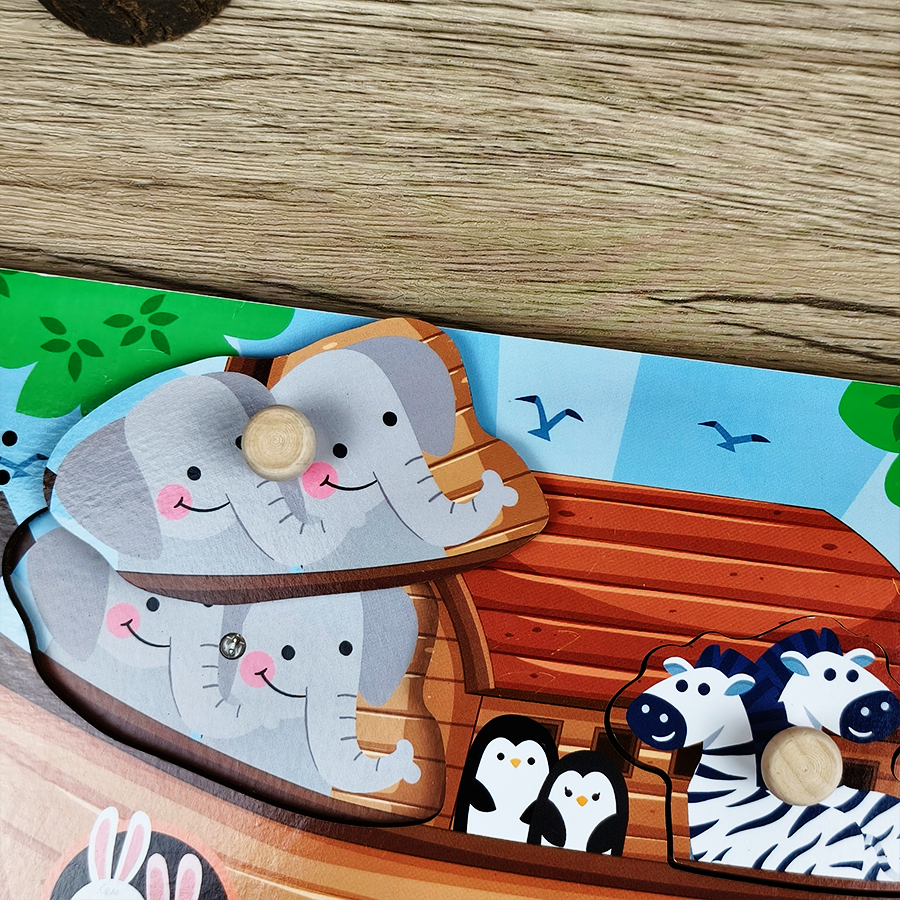Animal Shaped Montessori Wooden Jigsaw Puzzle Sensory Toy for Kids Fine Motor Skill Development Educational Activity
