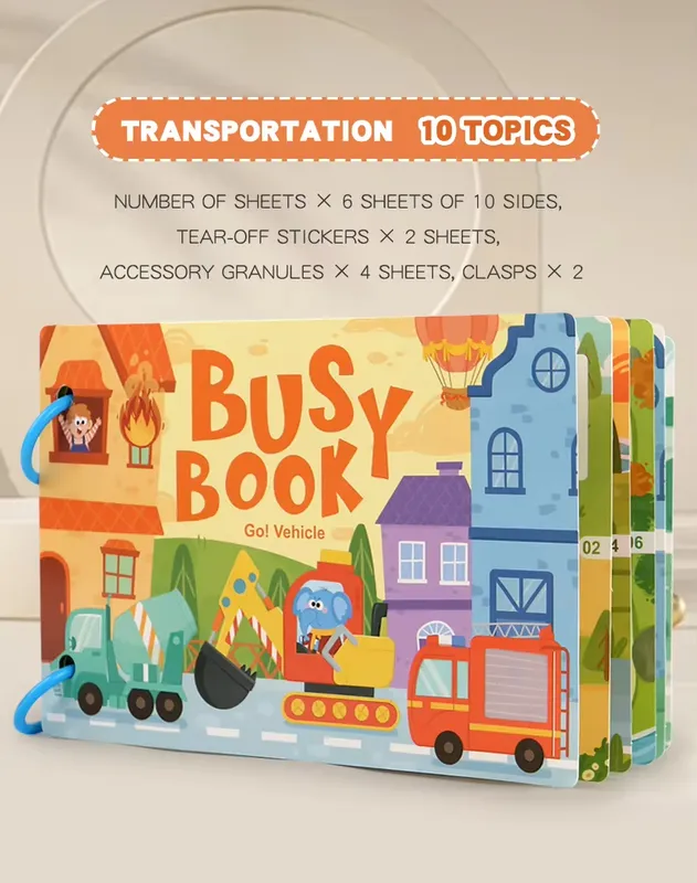 Montessori Sensory Educational Toys for Autism Kids Early Learning Busy Book with Alphabet Animals Made From Paper