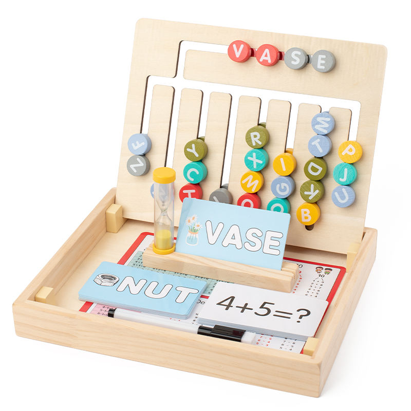 Double-Sided Math Letter Learning Box Interactive Montessori Toy with Arithmetic Games Letter Recognition Educational Gift