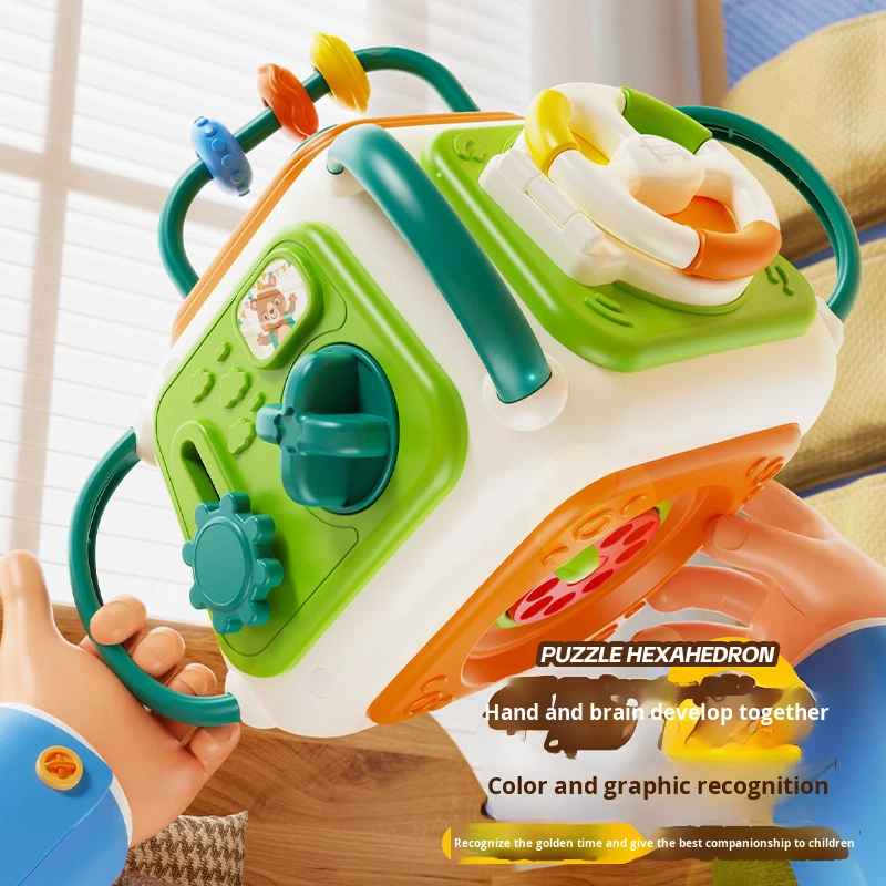 Baby Busy Board Cube Montessori Sensory Toys For Toddler Educational Learning Activities Travel Toy Lock Box Fine Motor Skill