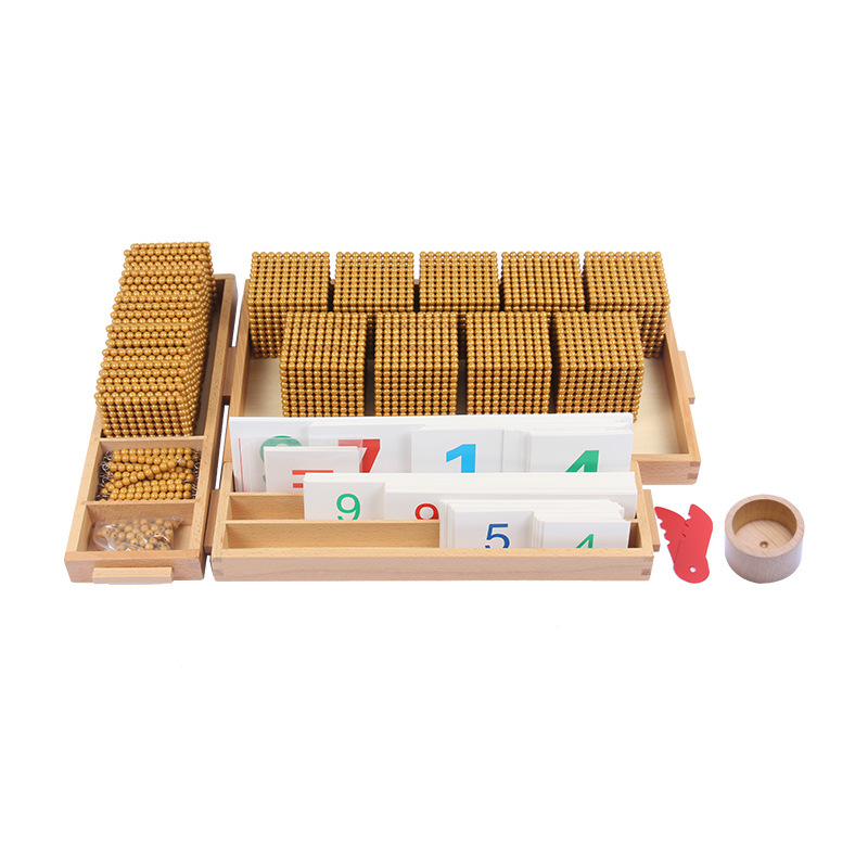 Montessori Wood Toys Decimal Base Bank Game Set Educational Montessori Material Educational Toy Mathematics Teaching Aids
