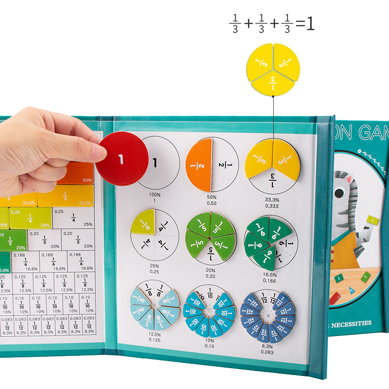 Wooden Magnetic Fraction Learning Math Toy for Children Kids Montessori Arithmetic Teaching Aids Educational Toys Boys Girls