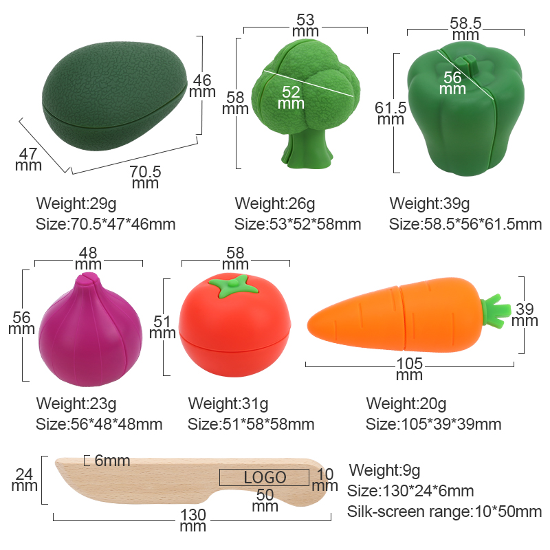 Children's Educational Toy Pretend Play Preschool Wooden Kitchen Set Eco-friendly Non-toxic Silicone Fruit Vegetables Toys