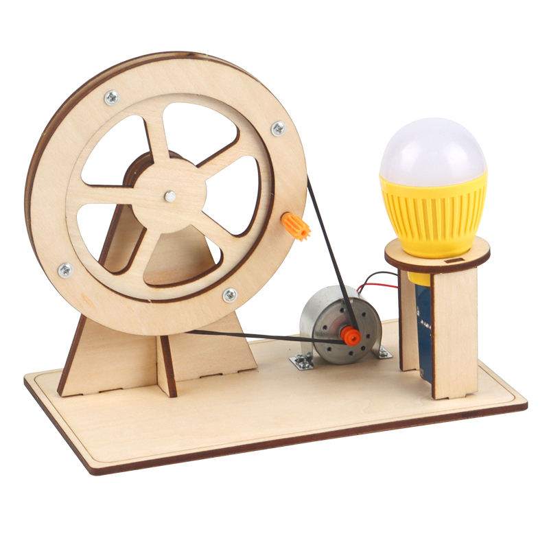 Wooden Hand Crank Generator DIY Science Kit for 5 to 7 Years Old STEM Physics Educational Toy Gift Box Custom Logo