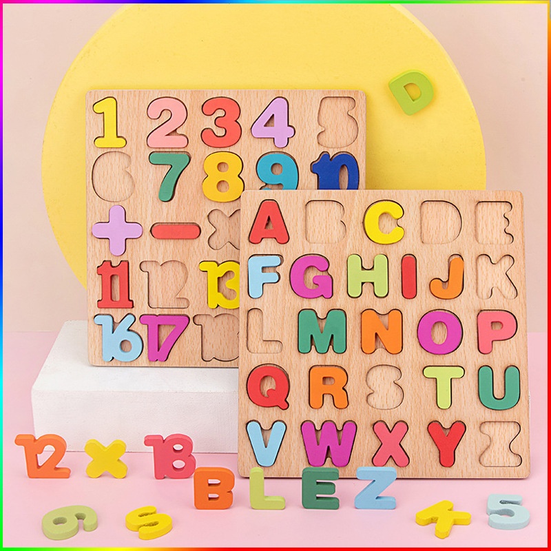 Children's Creative Alphabet Wooden Puzzle ABC Letters and Numbers Montessori Learning Board Educational Toys