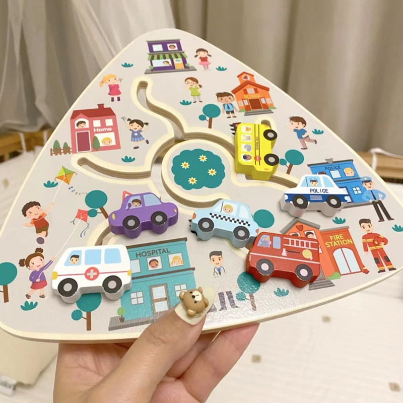 Children Montessori Wooden Toys Walking Pairing Maze Board Early Educational Interactive Learning Toy Age 0-3 Years Custom Size