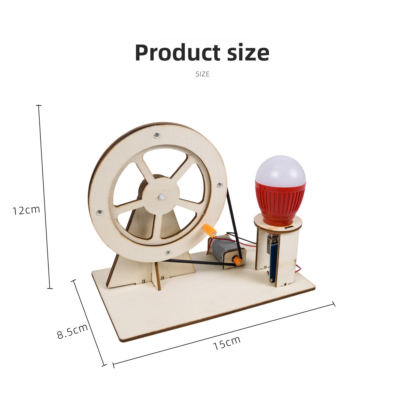 Children's Hand-Cranked Generator DIY Science Experiment Kit for Primary School Students-Wooden Material Assembly Model