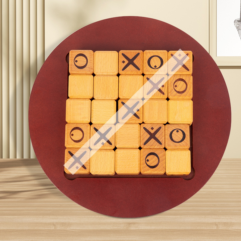 Custom Educational Logic Brain Strategy Puzzle Board Game with Xo Cubes