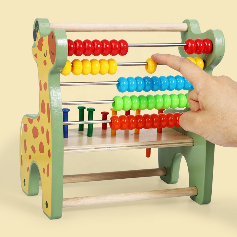Counting Bench Math Toys Math Learning Board Game Mathematics 2-in-1 Cute Deer Shape Round Beads Rainbow Colorful Abacus
