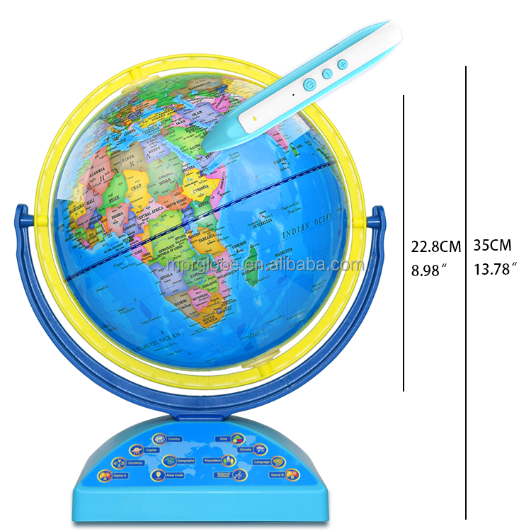 Rewritable Colorful Easy-Read High Clear Map Educational Interactive Talking World Earth Globe STEM Toy for Kids Geograpic Learn